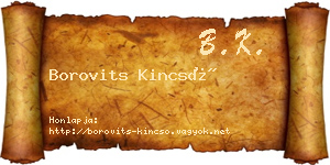 Borovits Kincső névjegykártya